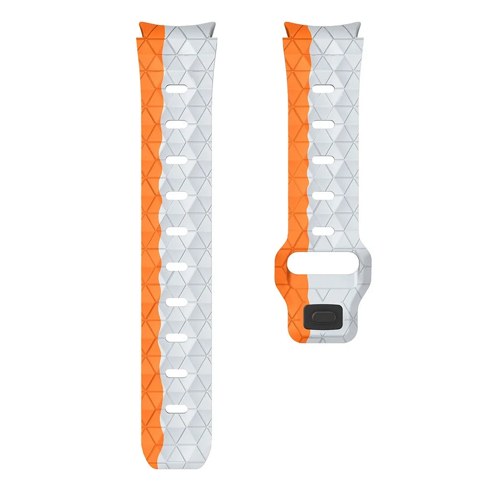 For Samsung Galaxy Watch6 / Watch 5 / Watch FE 40mm / Watch4 Silicone Strap Dual Color Watch Band Football Pattern - Grey+Orange - 3