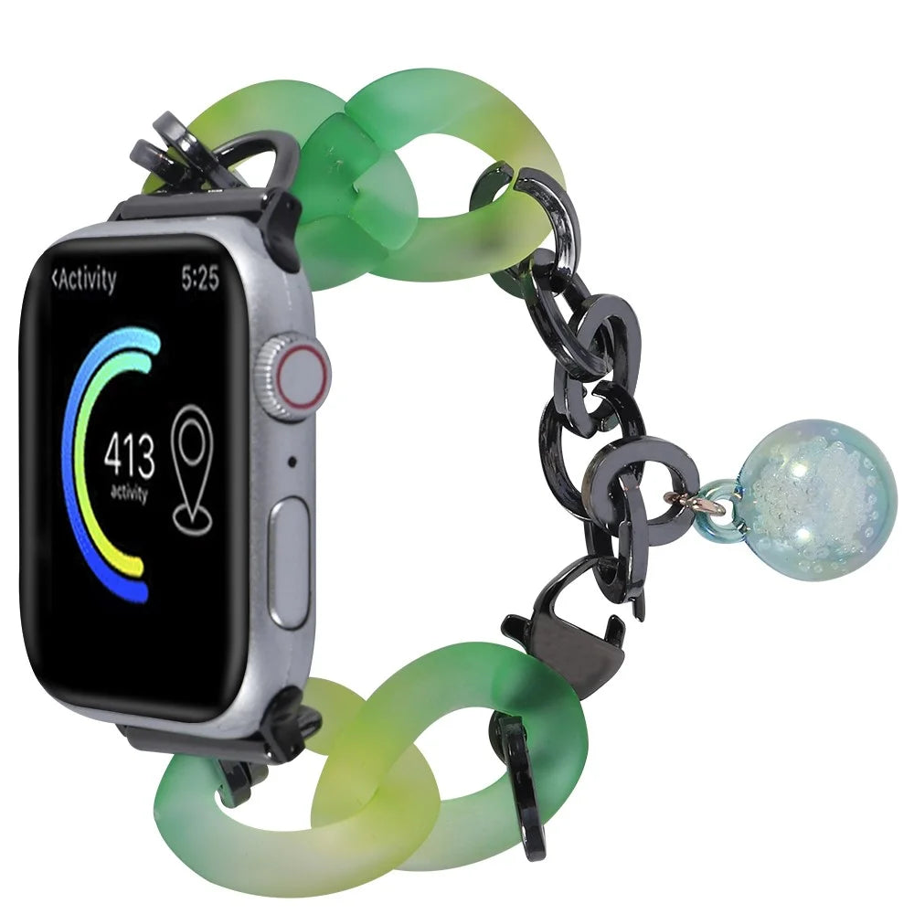 For Apple Watch Ultra 3 2 1 49mm / Series 11 10 46mm / 9 8 7 45mm / SE3 SE2 SE 6 5 4 44mm / 3 2 1 42mm Resin Watch Band Bracelet - Green - 3
