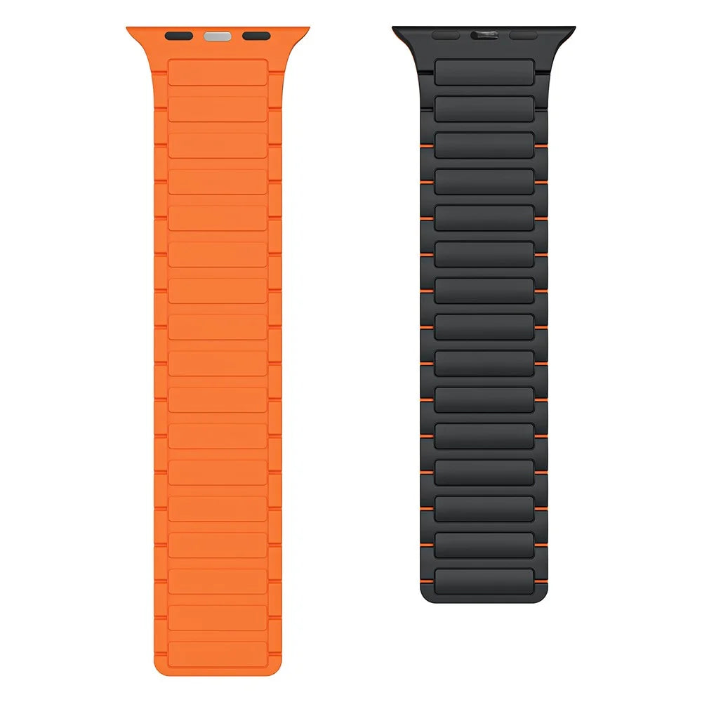 For Apple Watch Ultra 3 2 1 49mm / Series 11 10 46mm / 9 8 7 45mm / SE3 SE2 SE 6 5 4 44mm / 3 2 1 42mm 3 Beads Watch Strap - Black+Orange - 3