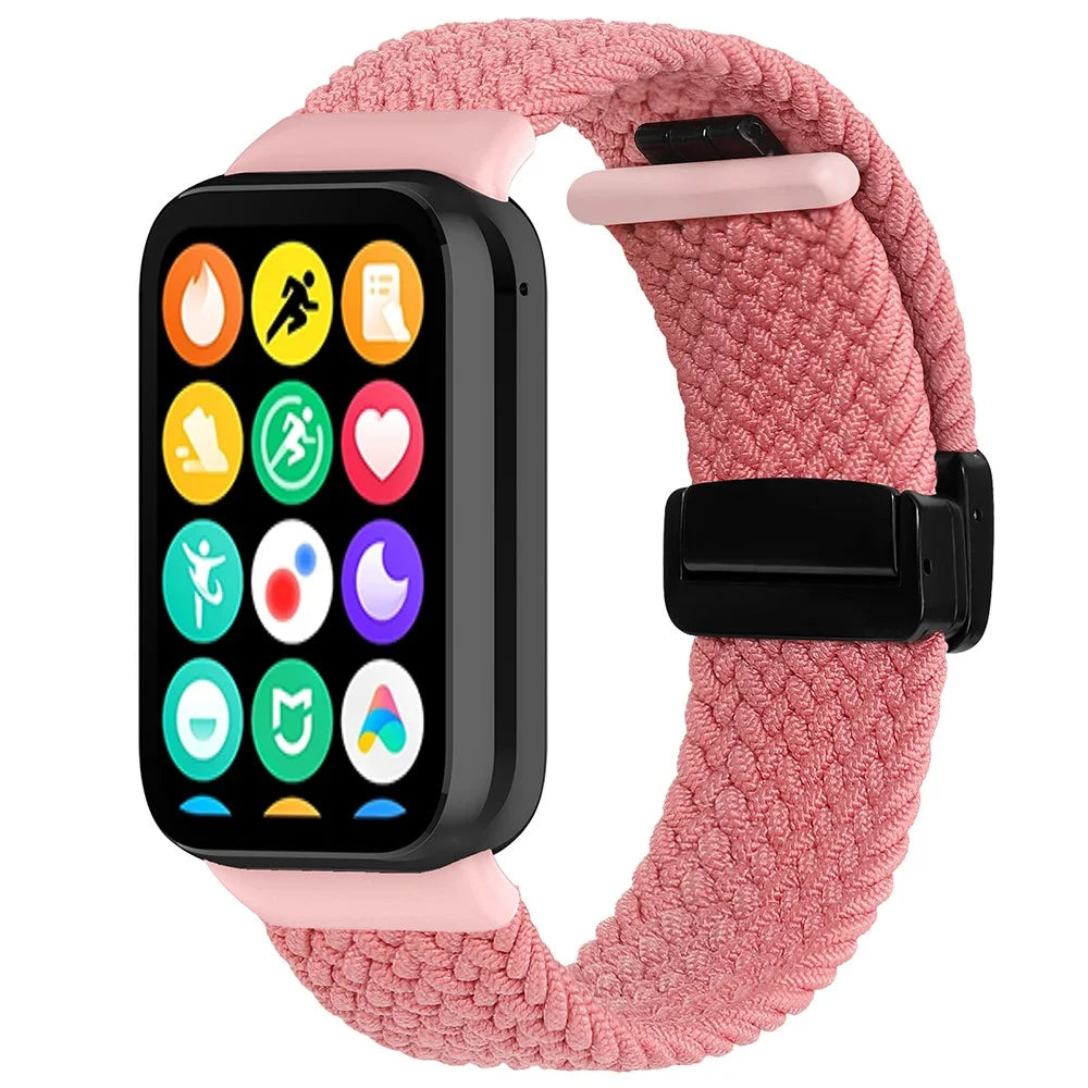 For Xiaomi Smart Band 10 Pro / 9 Pro / 8 Pro / Redmi Watch 6 / 5 / 4 Nylon Braided Band Magnetic Buckle Watch Strap - Pink - 2