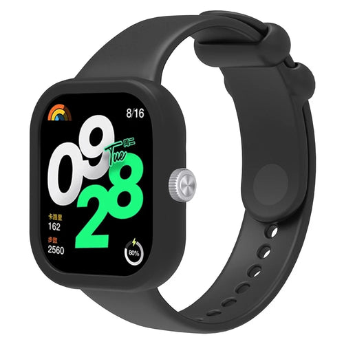 For Xiaomi Redmi Watch 4 Silicone Watch Band Wrist Strap with Watch Case - Black - 1