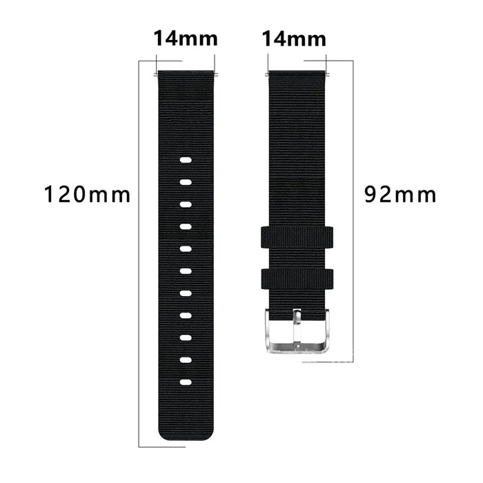For Garmin Lily 2 Nylon Watch Band Adjustable Pin Buckle 14mm Wrist Strap Replacement - Black - 2
