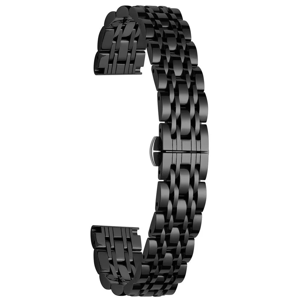 For Garmin Lily 2 Watch Band 7-Beads 14mm Stainless Steel Replacement Strap - Black - 1