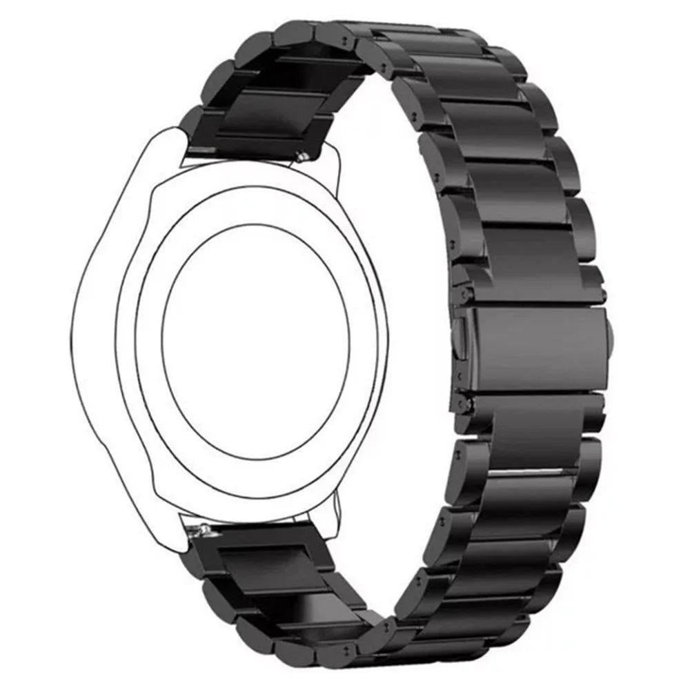 For Garmin Lily 2 14mm Watch Band 3-Beads Stainless Steel Wrist Strap with Folding Buckle - Black - 1