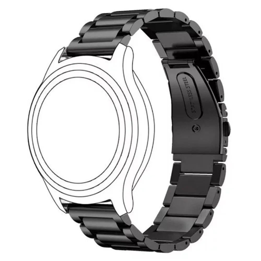 For Garmin Lily 2 14mm Watch Band 3-Beads Stainless Steel Wrist Strap with Folding Buckle - Black - 2
