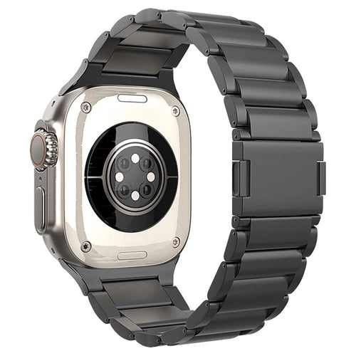 For Apple Watch Ultra 3 2 1 49mm / Series 11 10 46mm / 9 8 7 45mm / SE3 SE2 SE 6 5 4 44mm / 3 2 1 42mm Titanium Steel Band Magnetic Strap - Black - 1