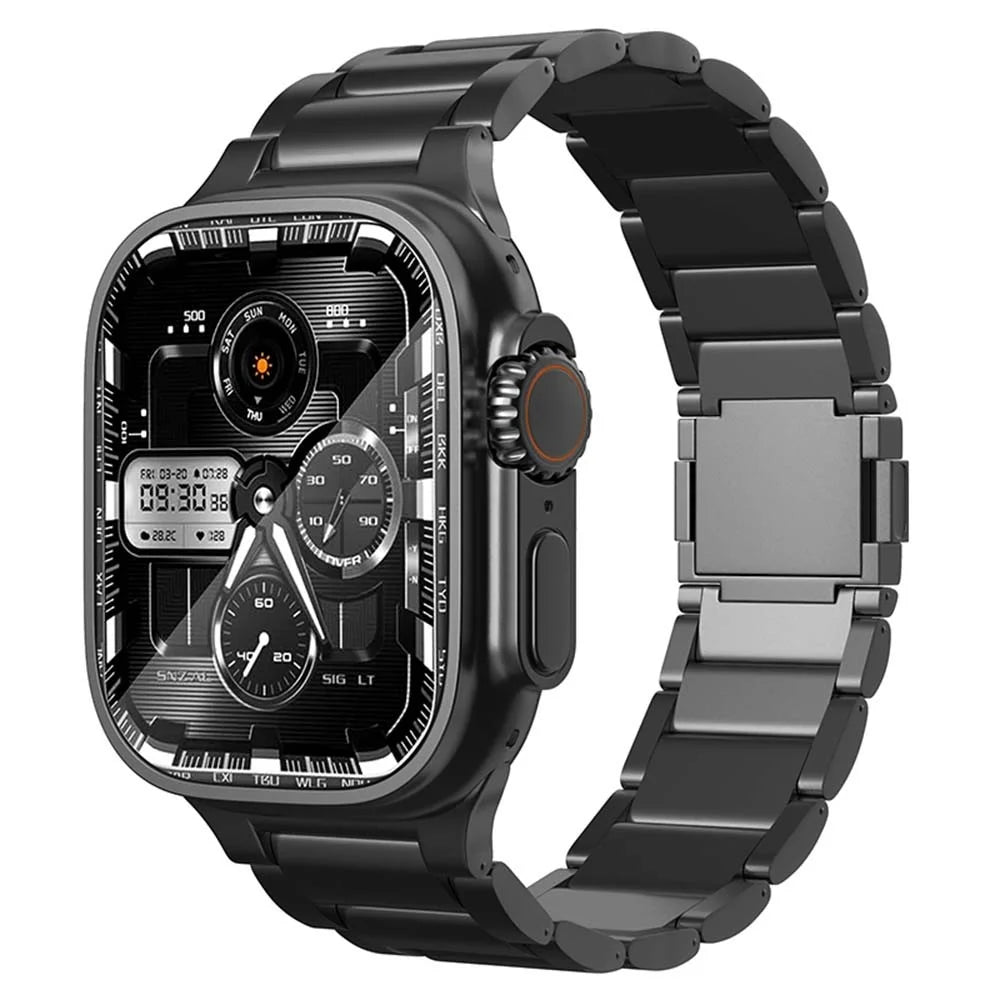 For Apple Watch Ultra 3 2 1 49mm / Series 11 10 46mm / 9 8 7 45mm / SE3 SE2 SE 6 5 4 44mm / 3 2 1 42mm Titanium Steel Band Magnetic Strap - Black - 3