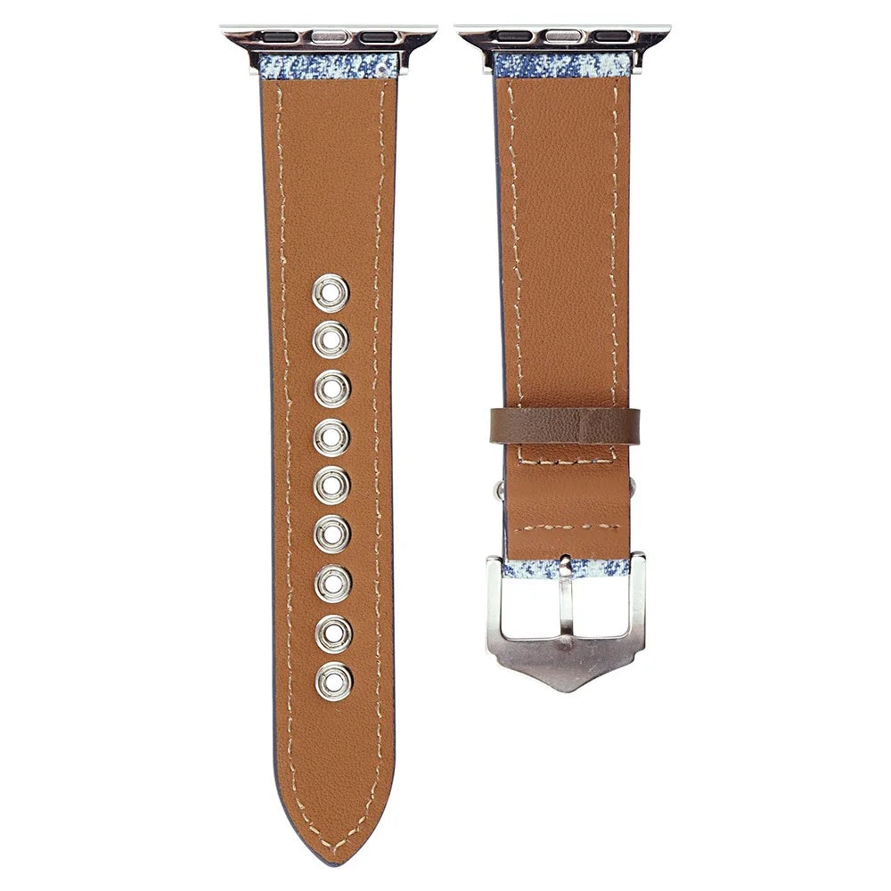 For Apple Watch Ultra 3 2 1 49mm / Series 11 10 46mm / 9 8 7 45mm / SE3 SE2 SE 6 5 4 44mm / 3 2 1 42mm Denim Wrist Strap - Baby Blue - 2