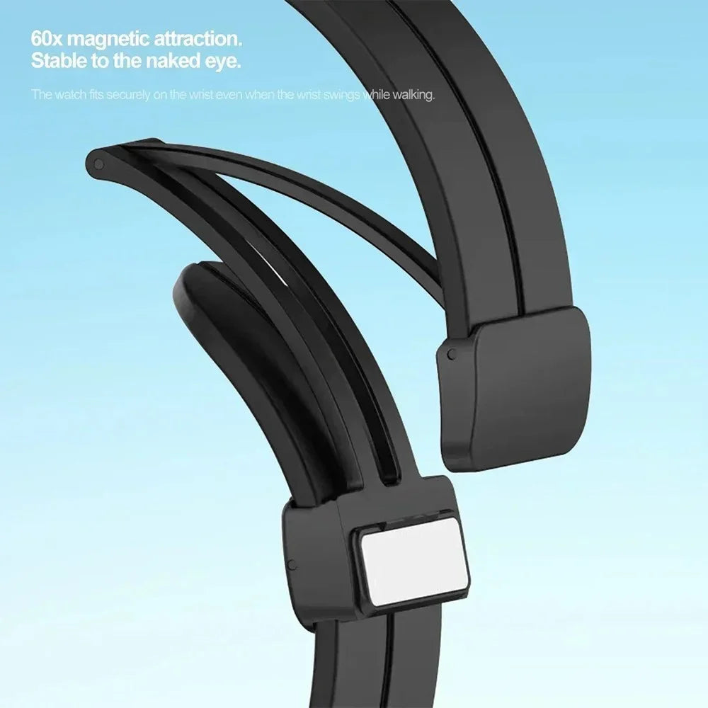For Samsung Galaxy Watch FE 40mm / Watch4 / Watch 5 / Watch6 Wrist Strap Soft Silicone Watch Band with Magnetic Buckle - Black - 2