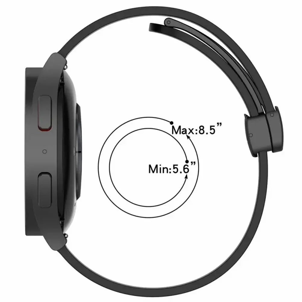 For Samsung Galaxy Watch FE 40mm / Watch4 / Watch 5 / Watch6 Wrist Strap Soft Silicone Watch Band with Magnetic Buckle - Black - 7