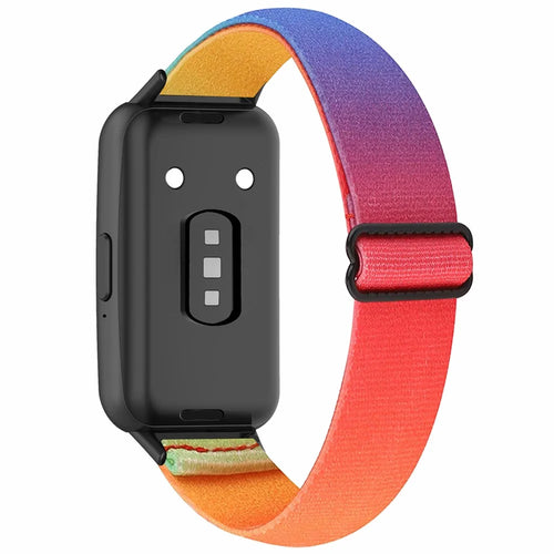 For Samsung Galaxy Fit3 Watch Strap Elastic Nylon Adjustable Smart Watch Band - Rainbow - 1