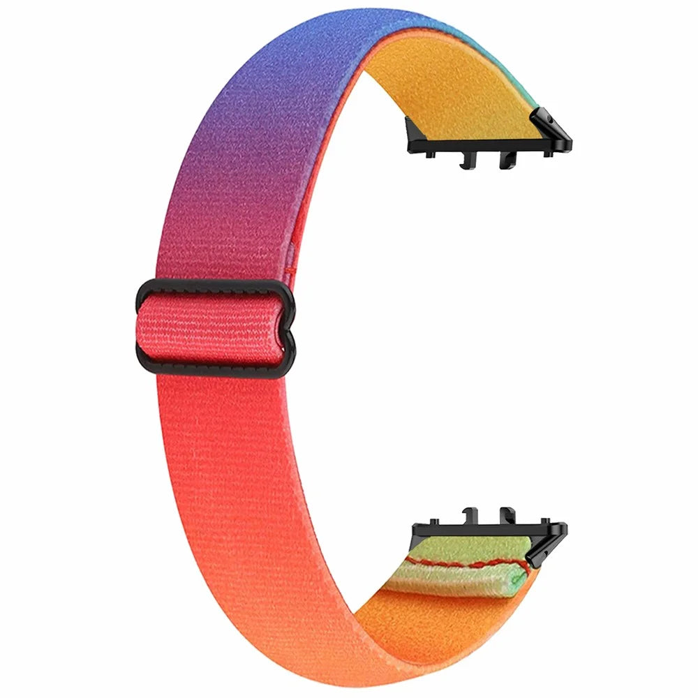 For Samsung Galaxy Fit3 Watch Strap Elastic Nylon Adjustable Smart Watch Band - Rainbow - 2