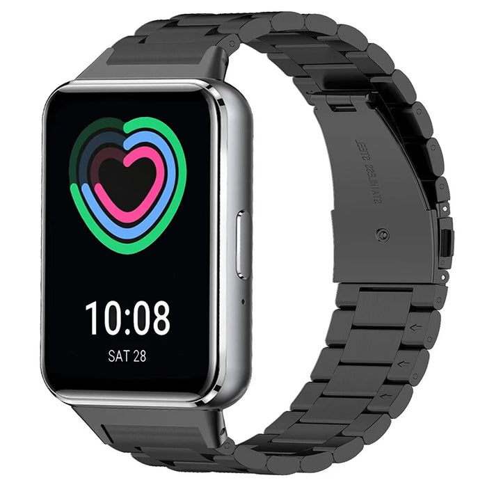 For Samsung Galaxy Fit3 Replacement Strap Quick Release Stainless Steel Watch Band, Black - 3
