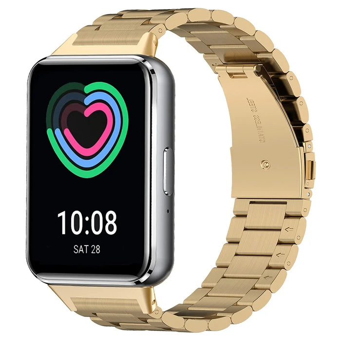 For Samsung Galaxy Fit3 Replacement Strap Quick Release Stainless Steel Watch Band - Gold - 3