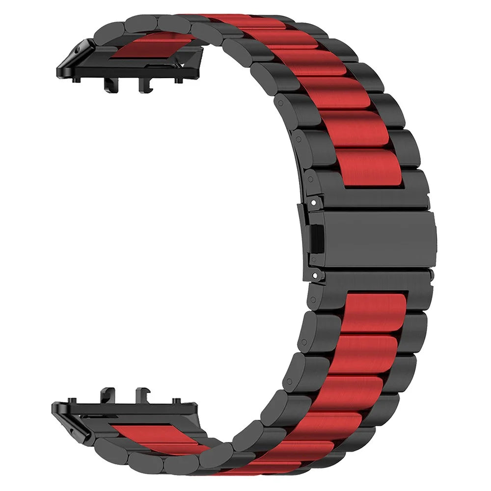 For Samsung Galaxy Fit3 Quick Release Watch Strap Stainless Steel Watchband - Black / Red / Black - 1