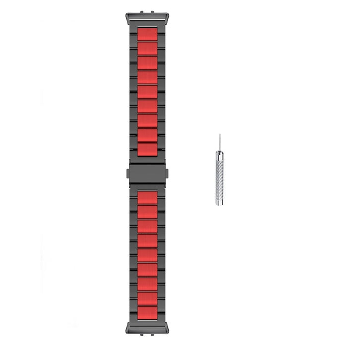 For Samsung Galaxy Fit3 Quick Release Watch Strap Stainless Steel Watchband - Black / Red / Black - 2