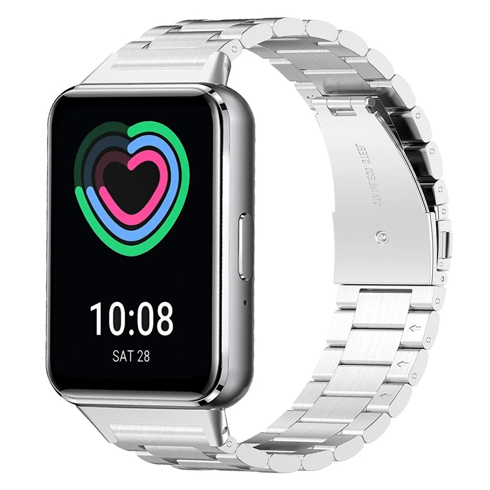 For Samsung Galaxy Fit3 Replacement Strap Quick Release Stainless Steel Watch Band, Silver - 3
