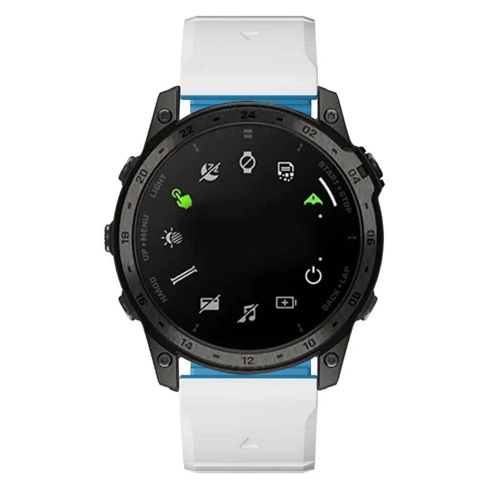 For Garmin Fenix 5 / 5X / 6X / 7X Replacement Strap 26mm Dual Color Silicone Smart Watchband - White / Blue - 4