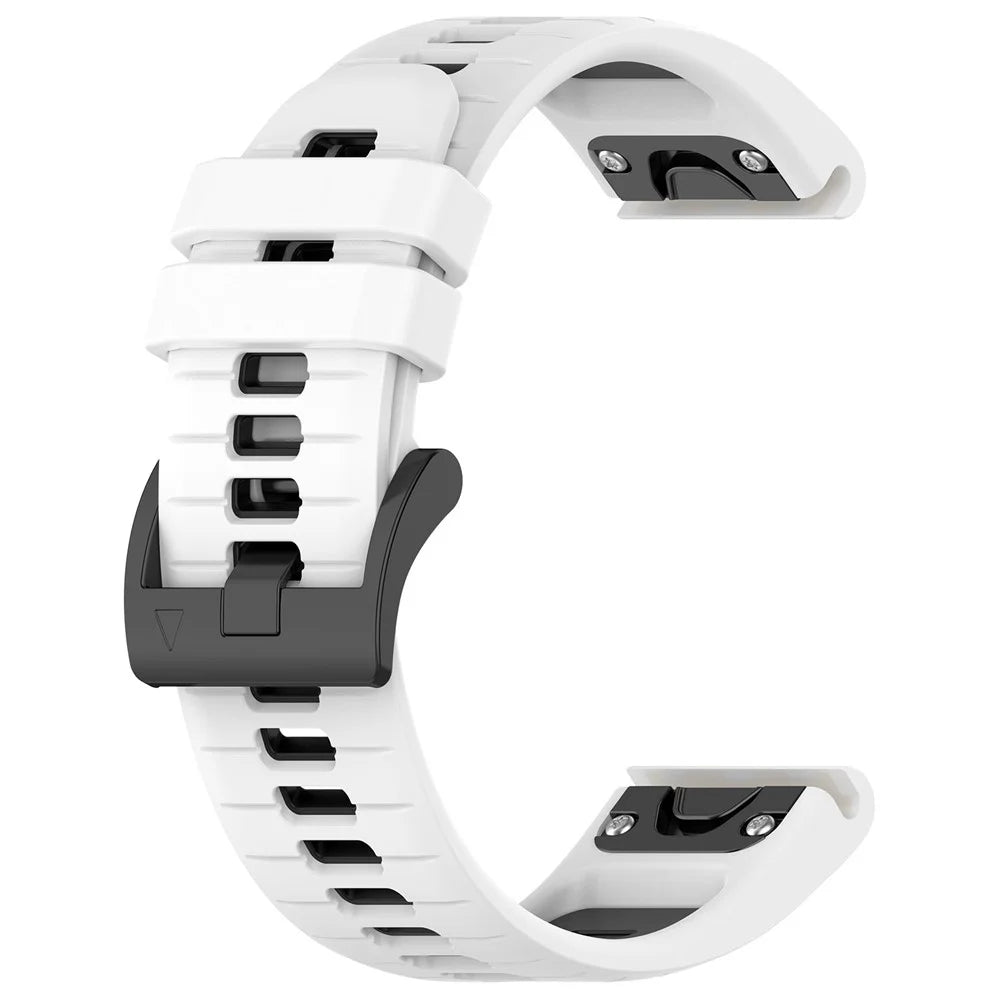 For Garmin Fenix 7 / Fenix 7 Pro 47mm Silicone Watch Band 22mm Replacement Straps - White+Black - 1