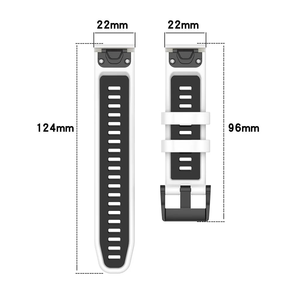 For Garmin Fenix 7 / Fenix 7 Pro 47mm Silicone Watch Band 22mm Replacement Straps - White+Black - 4