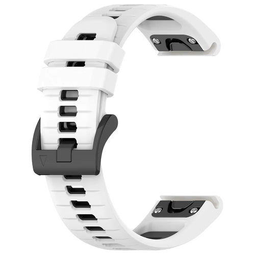 For Garmin Fenix 7S / Fenix 7S Pro 42mm Watch Strap 20mm Silicone Sport Watchbands - White+Black - 1