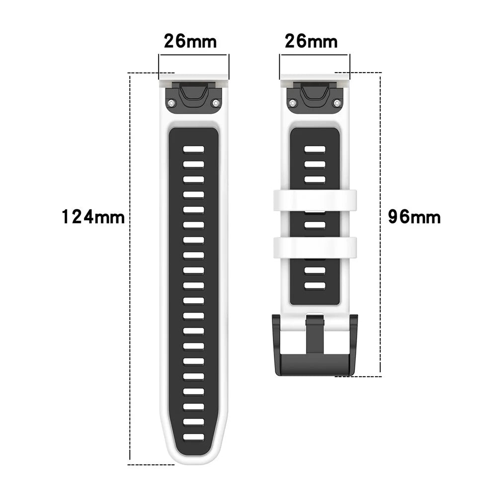 For Garmin Fenix 7X / Fenix 7X Pro 51mm Watch Band 26mm Waterproof Light Silicone Bracelet - White+Black - 4