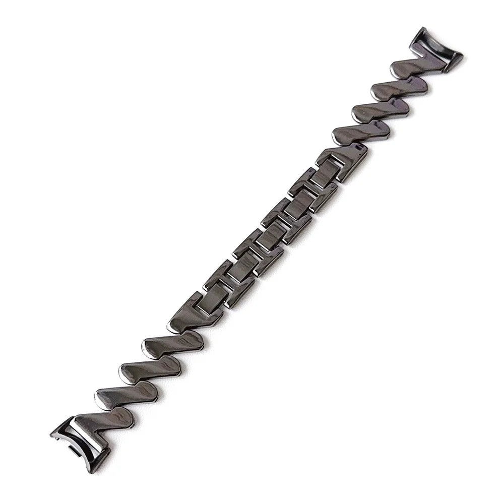 For Xiaomi Smart Band 9 NFC / 9 / 8 NFC / 8 / Band 7 / 6 / 5 Watch Strap Zinc Alloy Wave Design Wristband - Black - 1