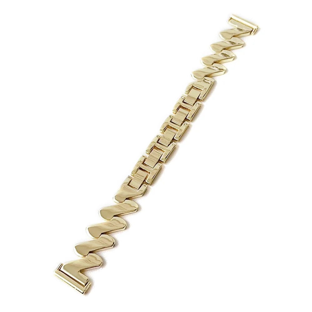 For Huawei Watch GT 4 41mm / Garmin Venu 3S Strap Wave Design 18mm Zinc Alloy Wristband - Gold - 1