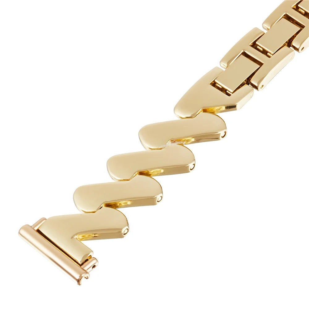 For Samsung Galaxy Watch6 40mm 44mm / Garmin Venu Watch Band 20mm Wave Zinc Alloy Strap - Gold - 5