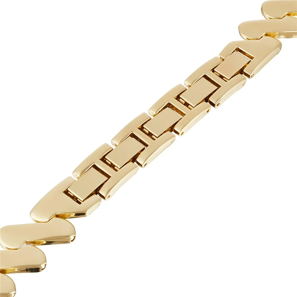 For Samsung Galaxy Watch6 40mm 44mm / Garmin Venu Watch Band 20mm Wave Zinc Alloy Strap - Gold - 6