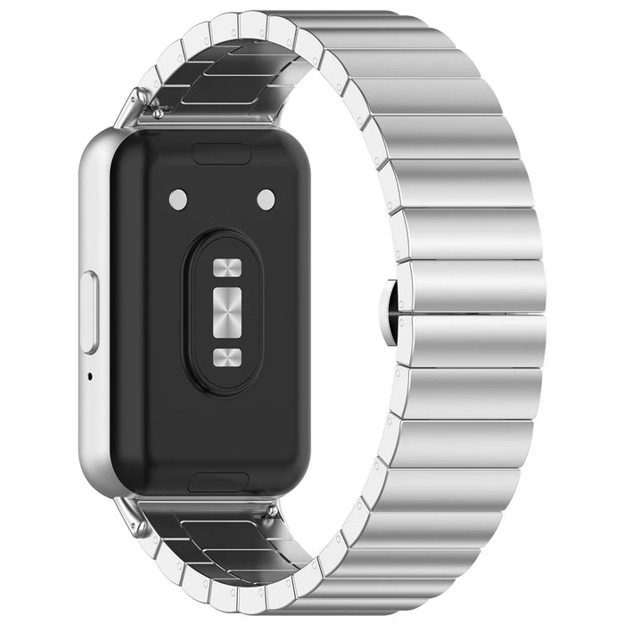 For Samsung Galaxy Fit3 SM-R390 Stainless Steel Strap Butterfly Buckle Replacement Band - Silver - 1