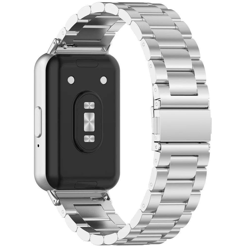 For Samsung Galaxy Fit3 SM-R390 Replacement Strap Classic 3-Bead Stainless Steel Watch Band - Silver - 1