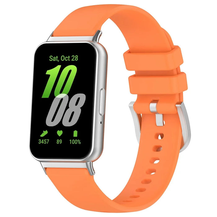 For Samsung Galaxy Fit3 Watch Band Soft Silicone Strap Replacement - Orange - 4