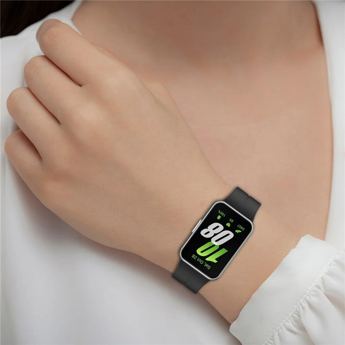 For Samsung Galaxy Fit3 Silicone Watch Band Folding Buckle Sport Replacement Straps - White - 6