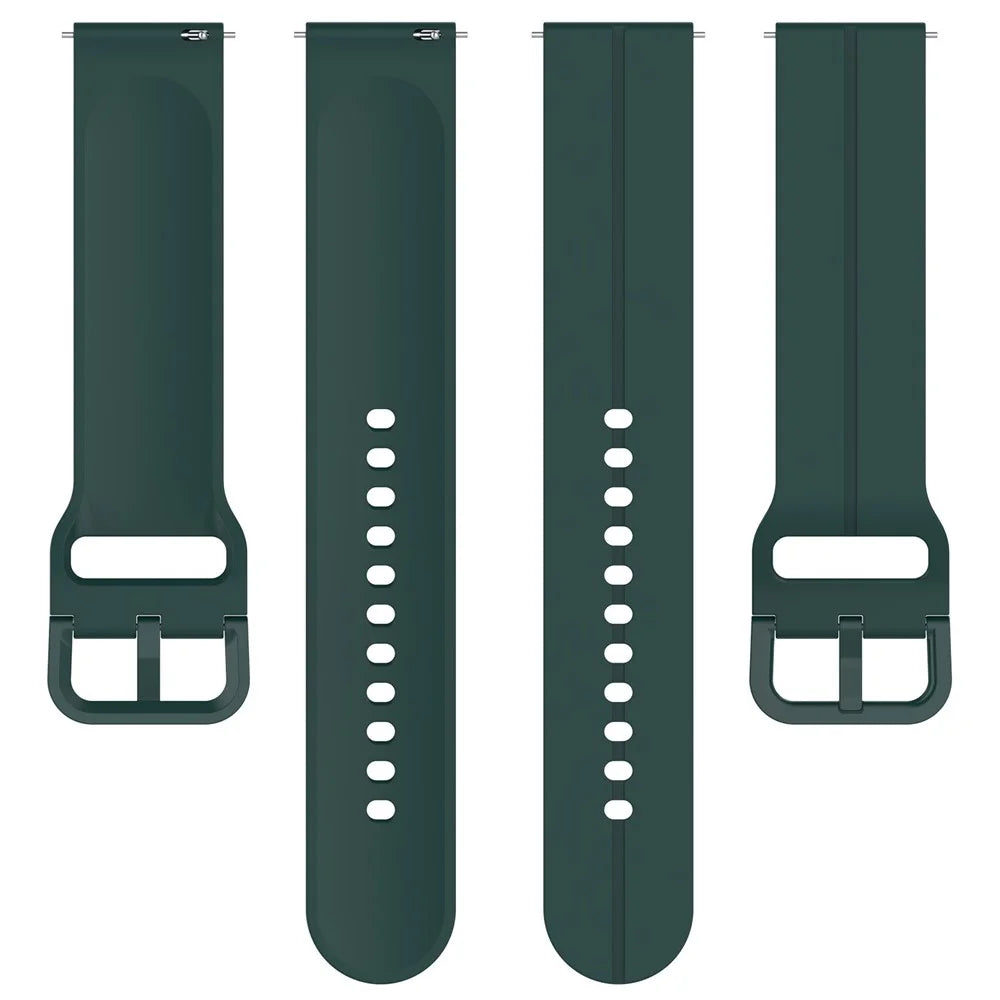 For Samsung Galaxy Watch3 45mm / Huawei Watch GT 4 46mm Watch Band 22mm Silicone Wrist Strap - Midnight Green - 4