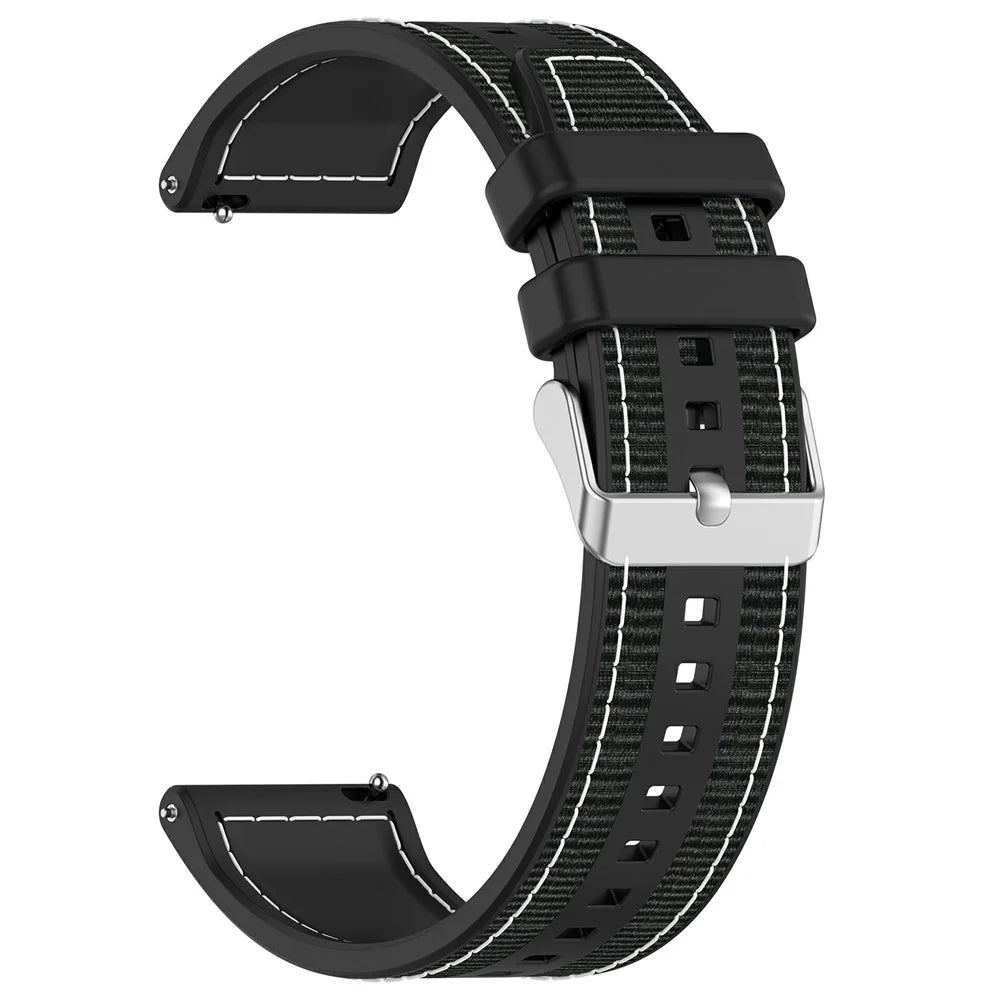 For Samsung Galaxy Watch3 45mm / Huawei Watch GT 4 46mm Watch Strap 22mm Silicone+Nylon Wrist Band - Black - 2