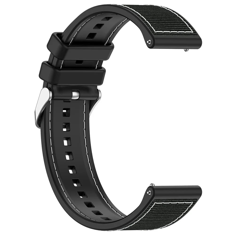 For Samsung Galaxy Watch3 45mm / Huawei Watch GT 4 46mm Watch Strap 22mm Silicone+Nylon Wrist Band - Black - 3