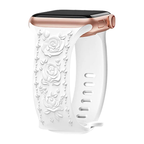 Embossing Strap for Apple Watch Ultra 3 2 1 49mm / Series 11 10 46mm / 9 8 7 45mm / SE3 SE2 SE 6 5 4 44mm / 3 2 1 42mm Silicone Band - White - 1