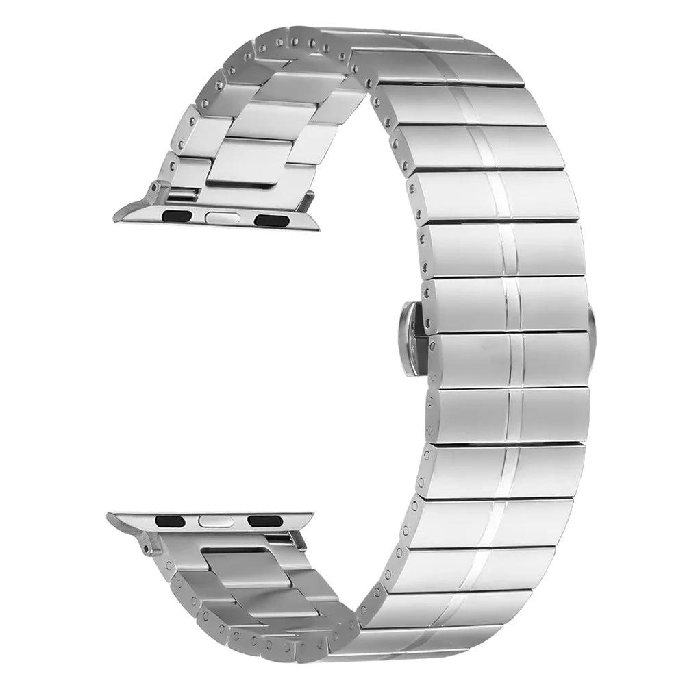 For Apple Watch Series 11 10 42mm / 9 8 7 41mm / SE3 SE2 SE 6 5 4 40mm / 3 2 1 38mm Stainless Steel Band - Silver - 1