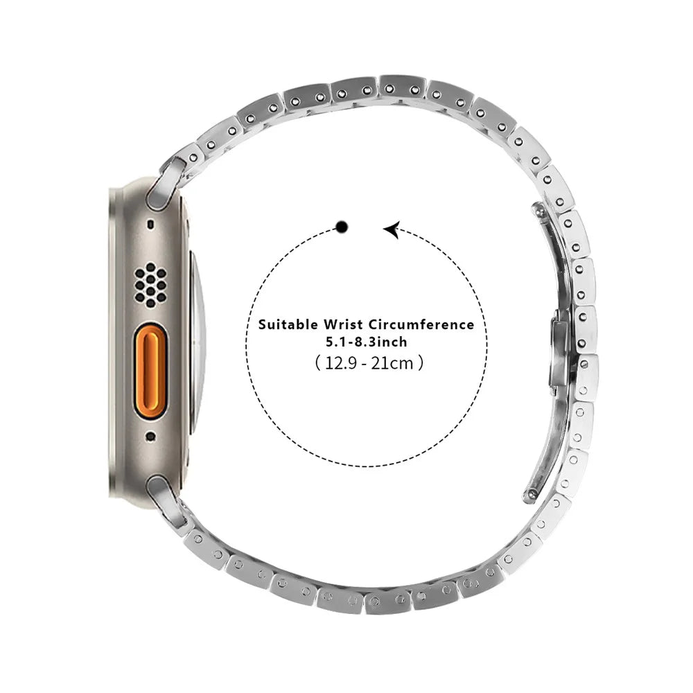 For Apple Watch Series 11 10 42mm / 9 8 7 41mm / SE3 SE2 SE 6 5 4 40mm / 3 2 1 38mm Stainless Steel Band - Silver - 7