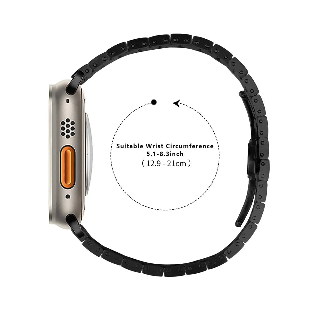 For Apple Watch Series 11 10 42mm / 9 8 7 41mm / SE3 SE2 SE 6 5 4 40mm / 3 2 1 38mm Stainless Steel Strap - Black+Silver - 7