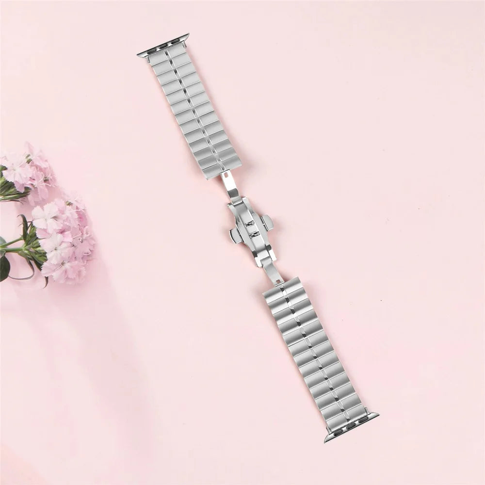 For Apple Watch Ultra 3 2 1 49mm / Series 11 10 46mm / 9 8 7 45mm / SE3 SE2 SE 6 5 4 44mm / 3 2 1 42mm Silver Stainless Steel Band - 4