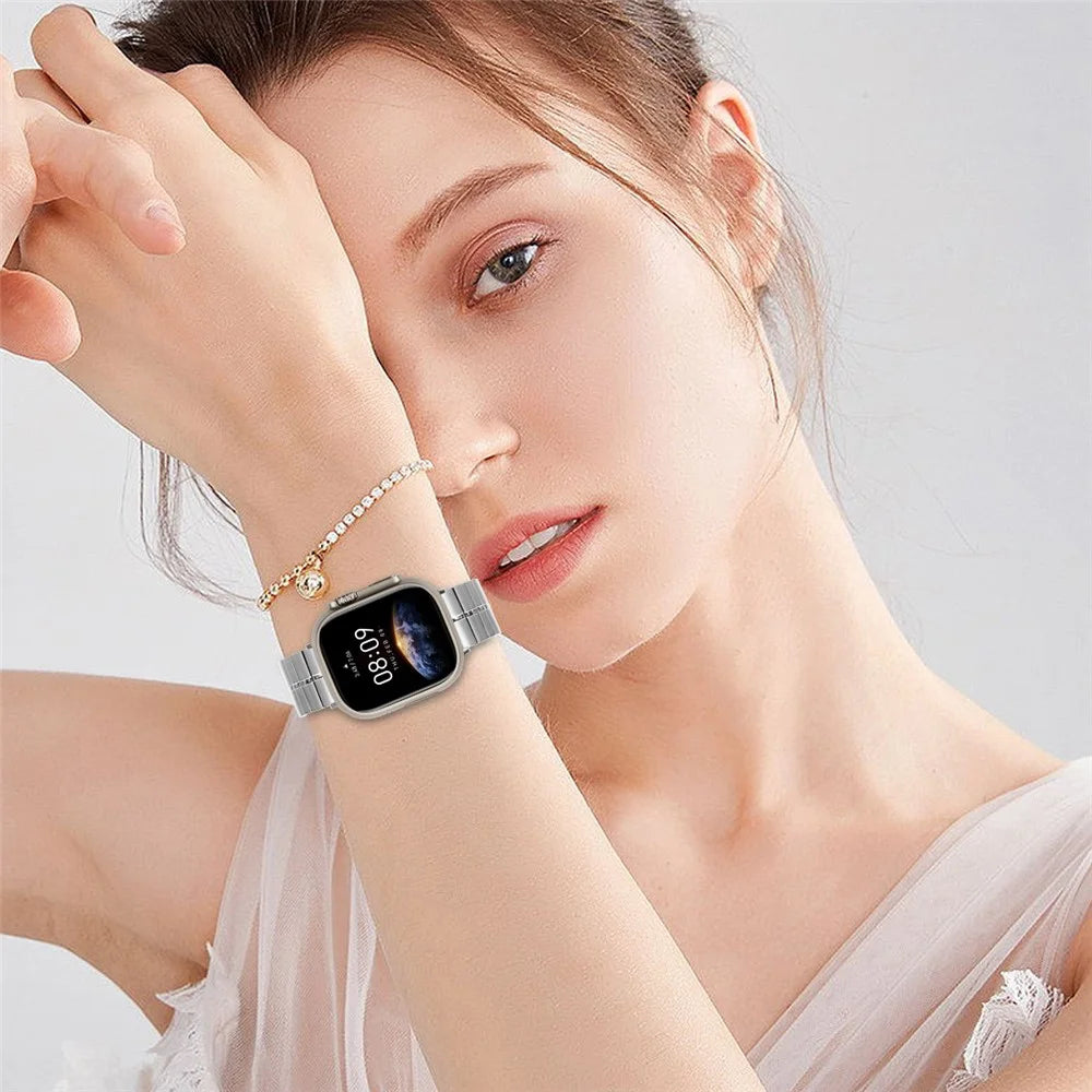 For Apple Watch Ultra 3 2 1 49mm / Series 11 10 46mm / 9 8 7 45mm / SE3 SE2 SE 6 5 4 44mm / 3 2 1 42mm Silver Stainless Steel Band - 6