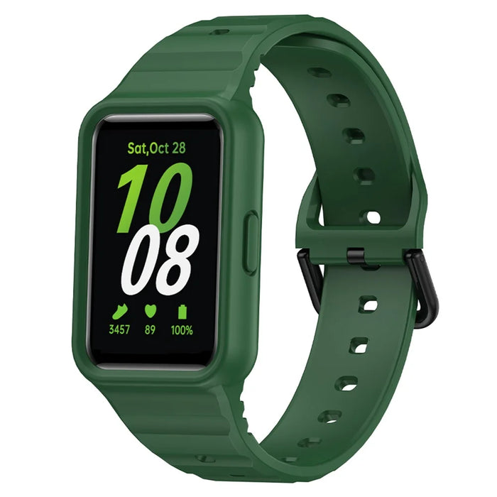 For Samsung Galaxy Fit3 Watch Bracelet Soft Silicone Integrated Strap Replacement - Green - 1
