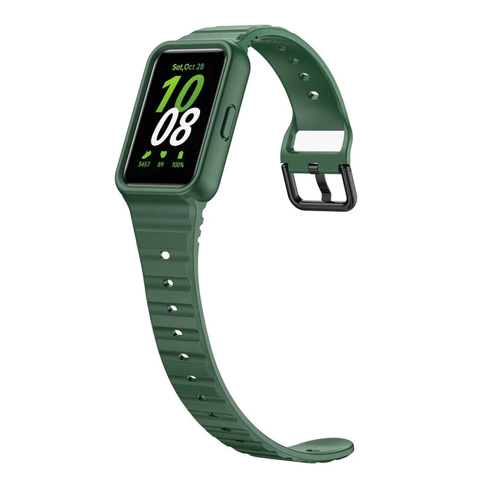 For Samsung Galaxy Fit3 Watch Bracelet Soft Silicone Integrated Strap Replacement - Green - 2
