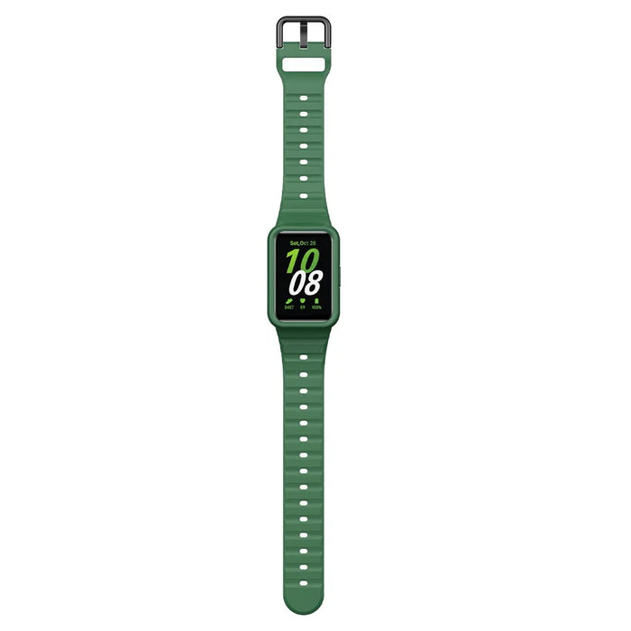 For Samsung Galaxy Fit3 Watch Bracelet Soft Silicone Integrated Strap Replacement - Green - 3