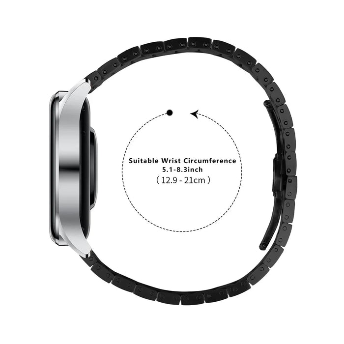 For Huawei Watch Ultimate Stainless Steel Watch Band Butterfly Buckle Replacement Strap - Black+Silver - 7