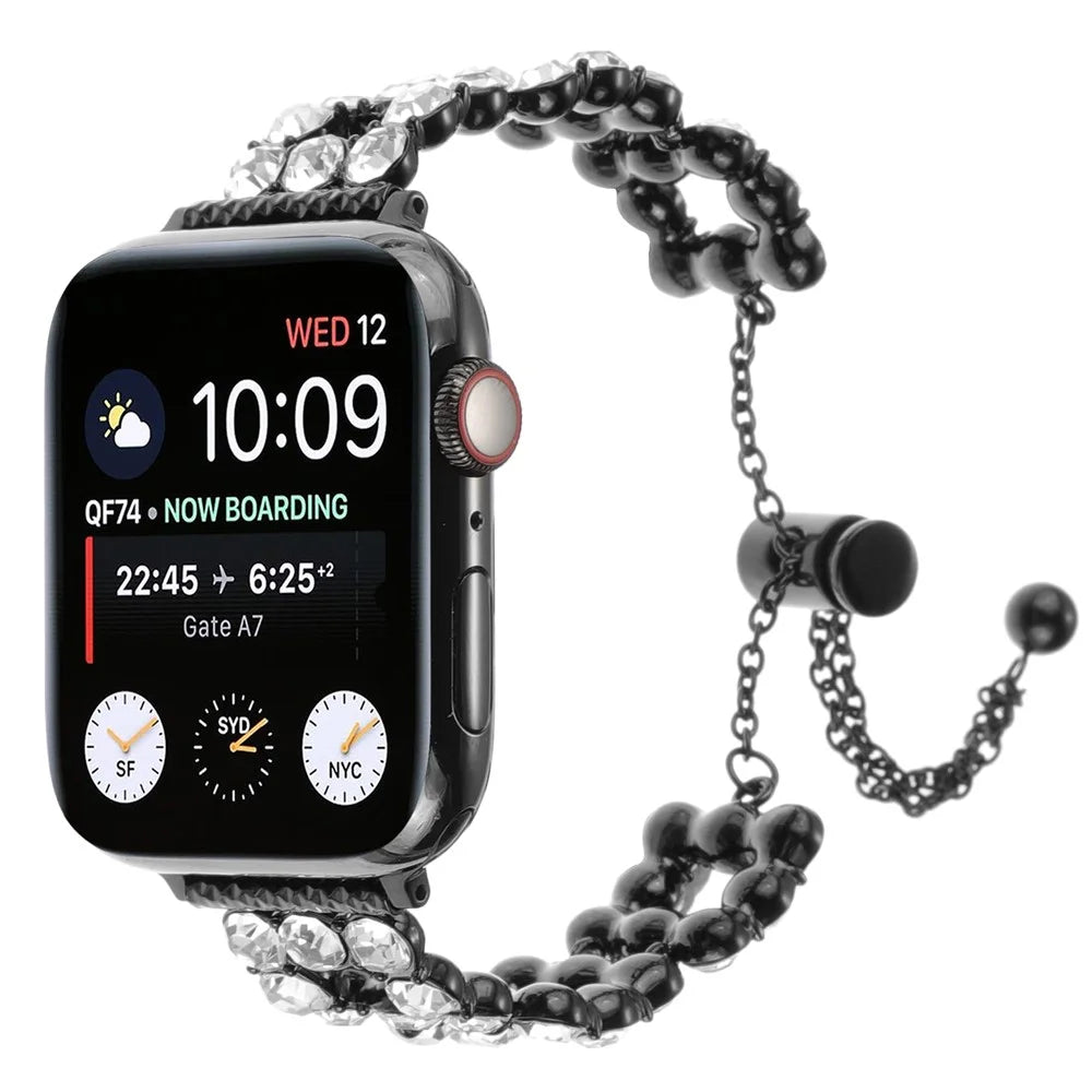 Watch Band for Apple Watch Series 11 10 42mm / 9 8 7 41mm / SE3 SE2 SE 6 5 4 40mm / 3 2 1 38mm Zinc Alloy Watch Strap - Black - 2
