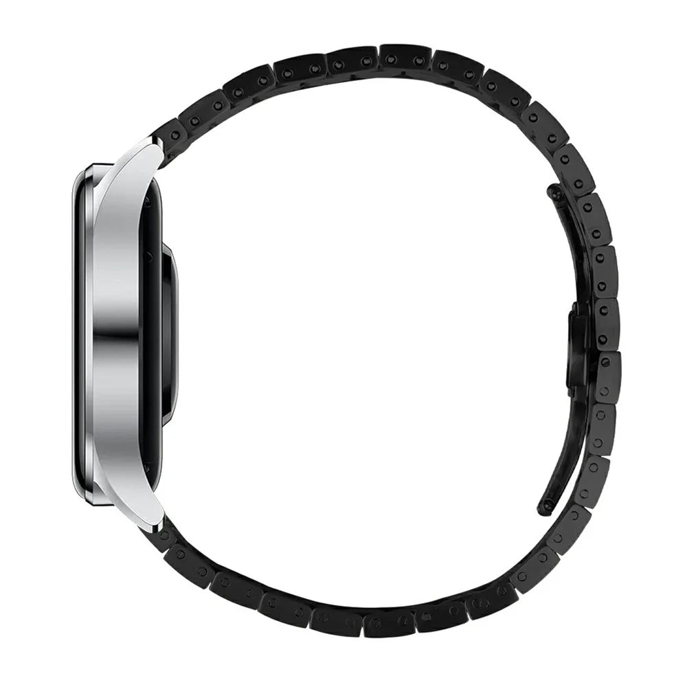 For Honor Watch Magic Metal Watch Strap Butterfly Buckle Stainless Steel Band Replacement - Black+Silver - 3