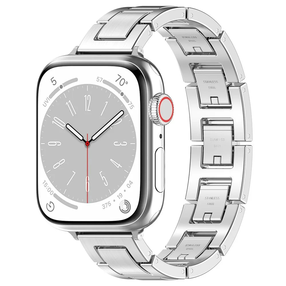 For Apple Watch Ultra 3 2 1 49mm / Series 11 10 46mm / 9 8 7 45mm / SE3 SE2 SE 6 5 4 44mm / 3 2 1 42mm Watch Band Stainless Steel Strap - Silver - 2